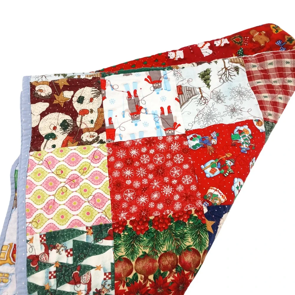 Handmade Christmas Holiday Quilted Snow Village Blanket Approx. 52